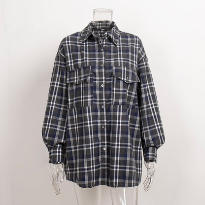Plaid Long Sleeve Shirt With Pockets