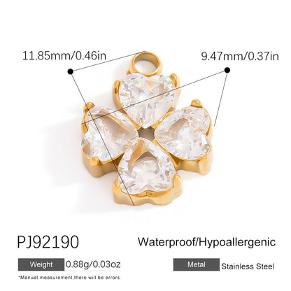 Luxury Stainless Steel Jewelry Accessories Elegant Heart-Shaped Stones