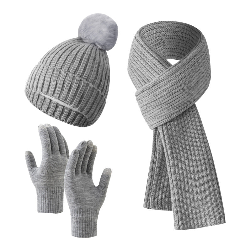 Warm Knitted Winter Hat, Scarf, And Gloves Set