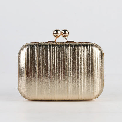 Metallic Pleated Evening Clutch Bag Stylish Formal Purse