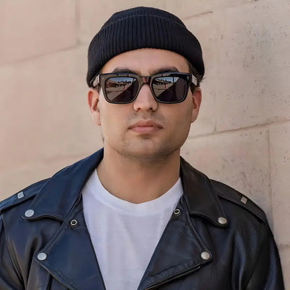 Trendy Square Sunglasses for Men with Arrow Design, UV400 Protection, Versatile Style