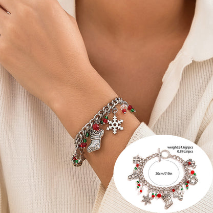 Christmas Themed Polymer Clay Bead Bracelet Set