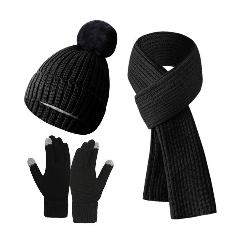 Warm Knitted Winter Hat, Scarf, And Gloves Set