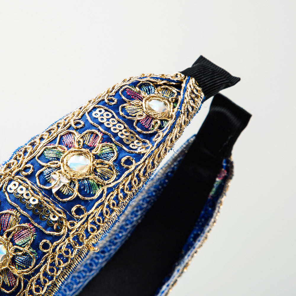 Vintage Floral Wide Headband for Women
