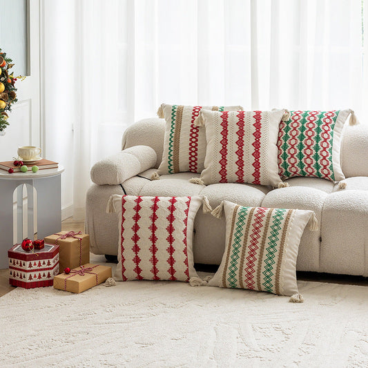 Minimalist Christmas Jacquard Tassel Cushion Covers