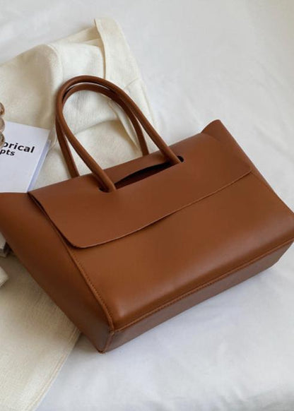 Spacious Pu Tote Bag With Minimalist Flap Design