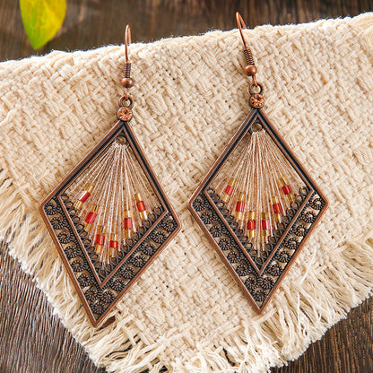 Bohemian Geometric Colorful Hoop Earrings Retro Style
