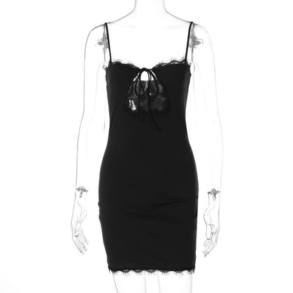 Sexy Hollow Lace Trim Cami Bodycon Dress