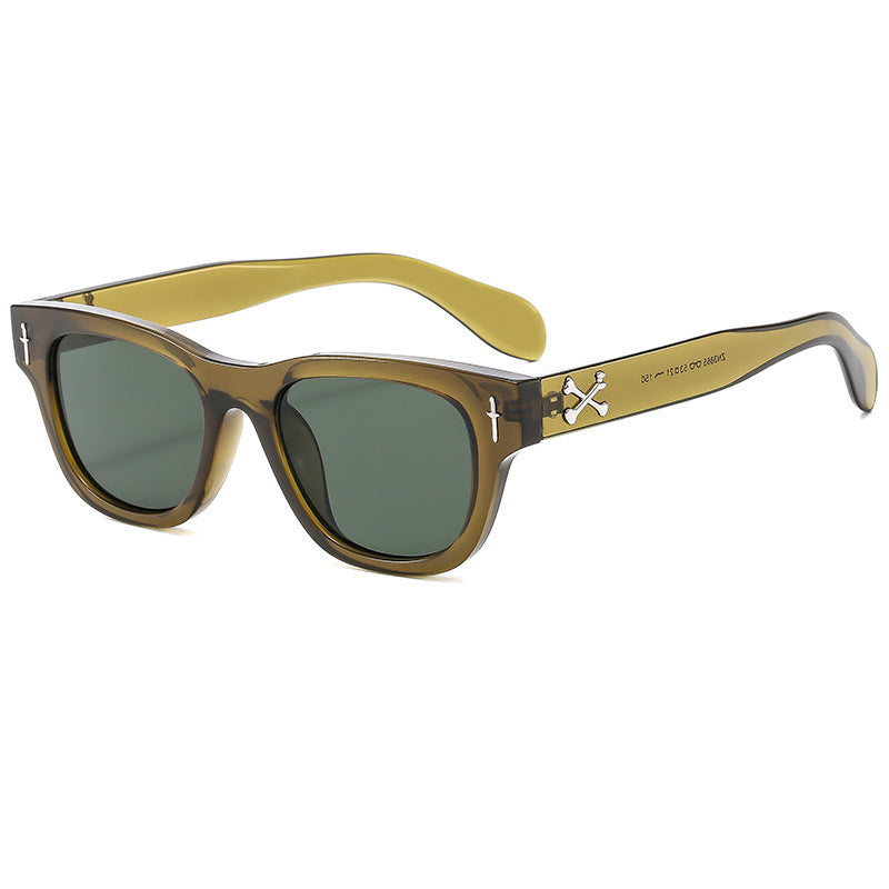 Trendy Square Sunglasses with Arrow Design UV400 Protection