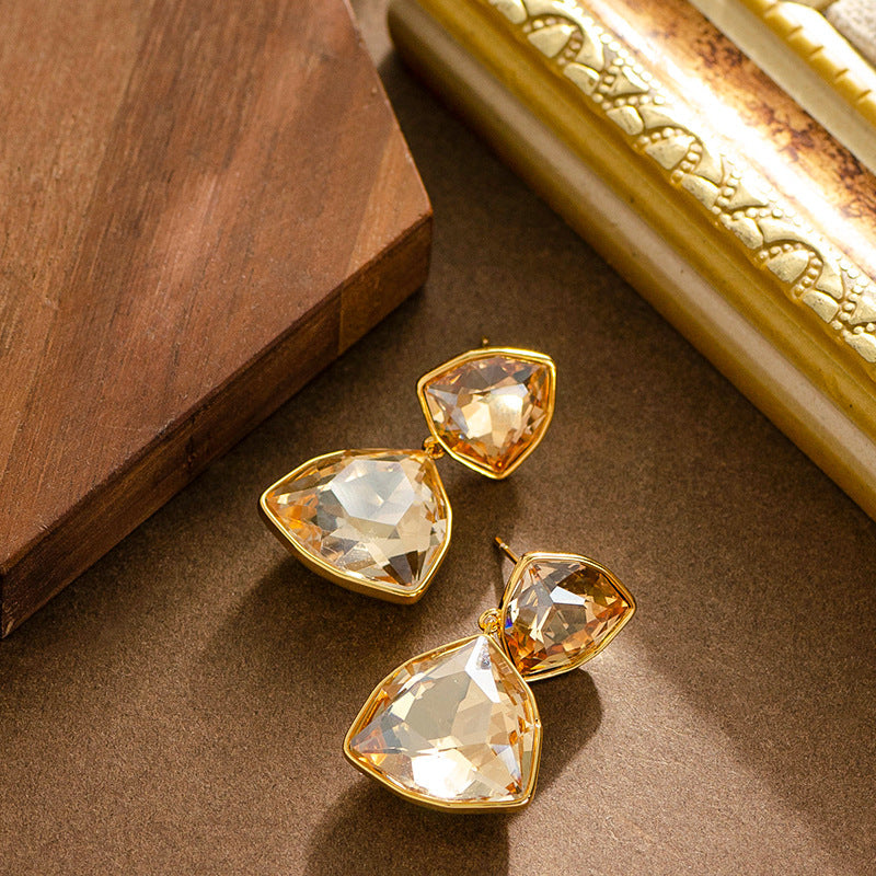 Geometric Triangle Zircon Stud Earrings For Women Elegant Chic Style