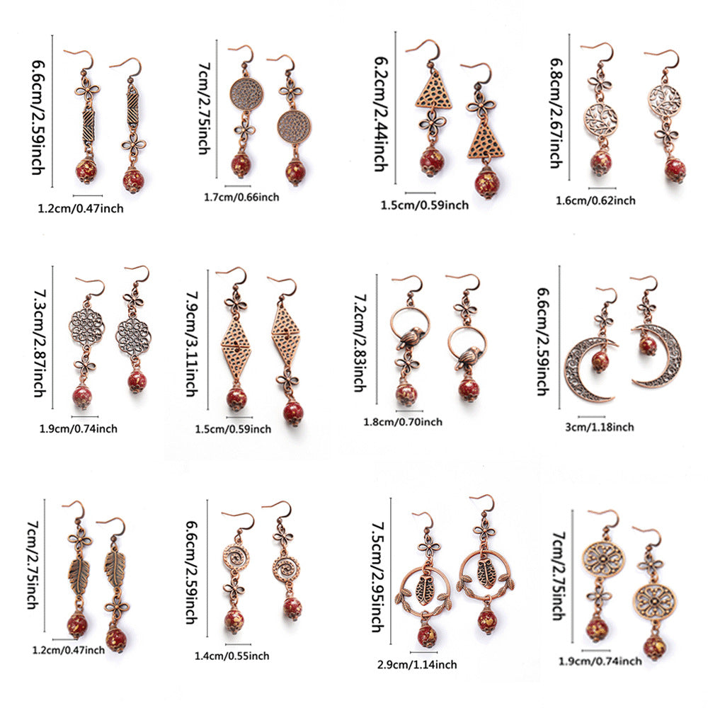 Elegant Vintage Leaf Dangle Earrings Zinc Alloy Art Design