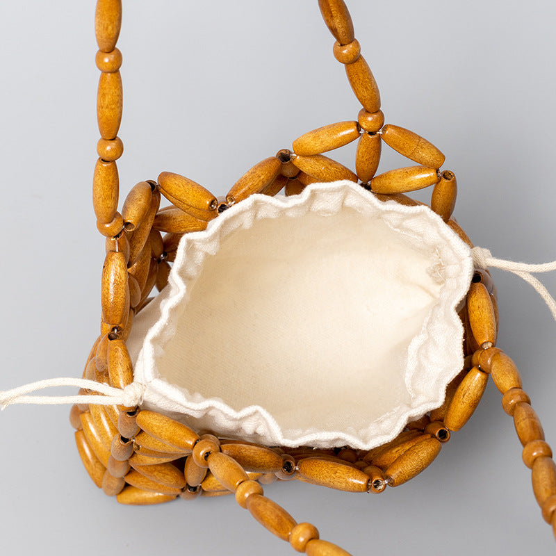 Wooden Bead Woven Handbags
