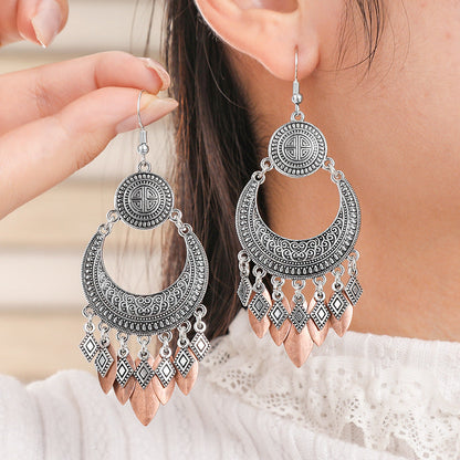 Bohemian Vintage Floral Tassel Earrings for Women