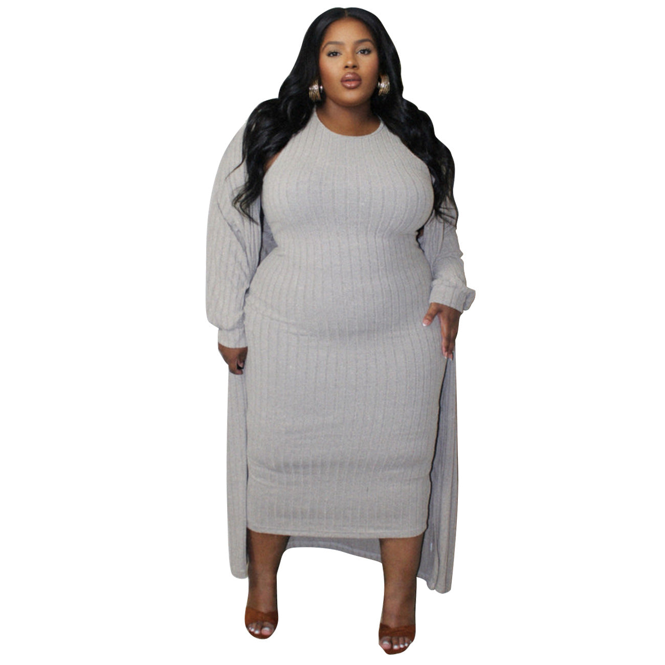 Fashionable Long Sleeve Jacket Set Plus Size For Fall