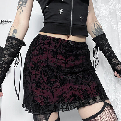 Black Velvet Bodycon Skirt Double Layered for Casual Chic