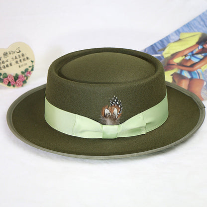 Trendy Pork Pie Wool Felt Hat for Men and Women