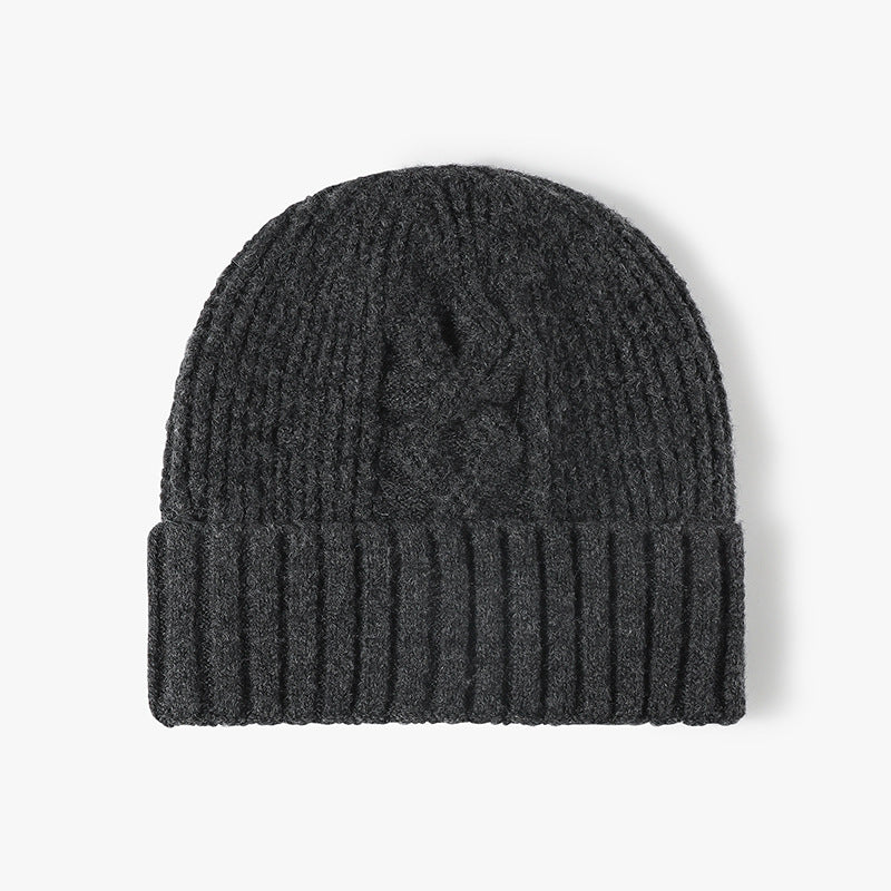 Solid Color Cable Knit Cuff Winter Beanie