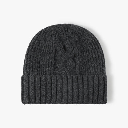 Solid Color Cable Knit Cuff Winter Beanie