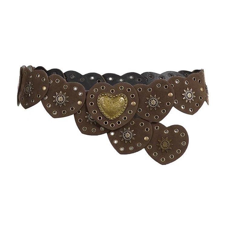 Vintage Patchwork Punk Stud Wide Belt