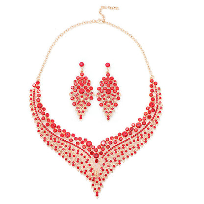 Alloy Choker Necklace With Crystal Gemstones - Vintage Style Jewelry Set
