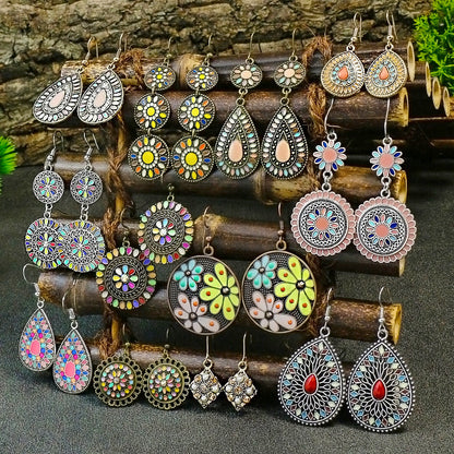 Bohemian Tassel Earrings Set Vintage Geometric Alloy Jewelry