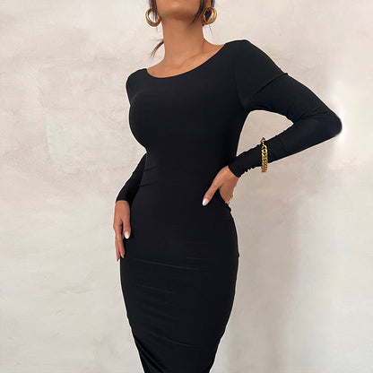 Ribbed Long Maxi Dress Elegant Slim Fit