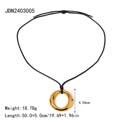 Simple Round Cutout Titanium Necklace