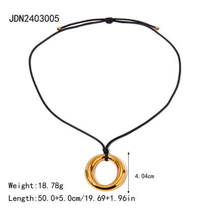 Simple Round Cutout Titanium Necklace