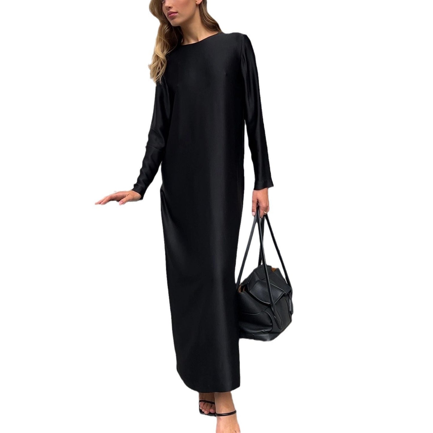 Elegant Long Sleeve Bodycon Satin Dress