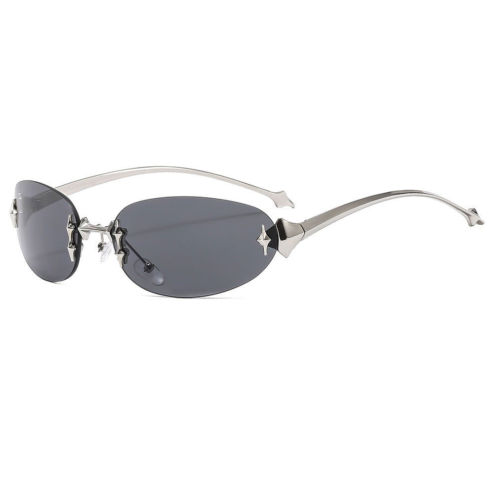 Y2K Star Oval Sunglasses Retro Metal Sunglasses for Outdoor Style