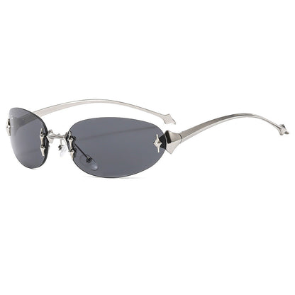 Y2K Star Oval Sunglasses Retro Metal Sunglasses for Outdoor Style