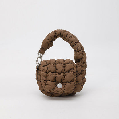 Wrinkled Cloud Mini Pouch Bag Trendy Nylon Handheld Accessory