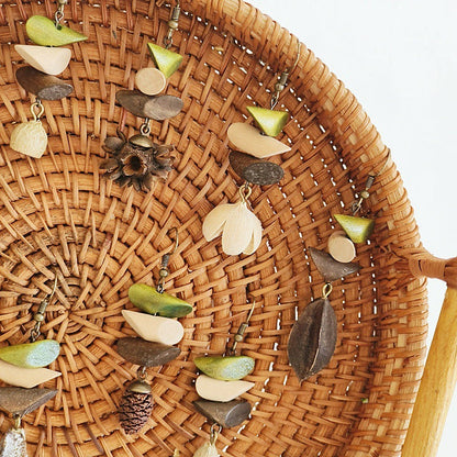 Geometric Vintage Wood Drop Earrings Bohemian Style
