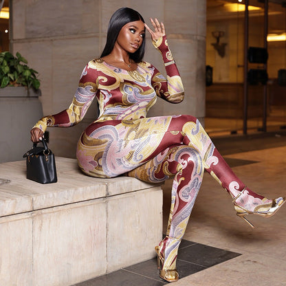 Fashionable Floral Print Slim-Fit Jumpsuit For Women