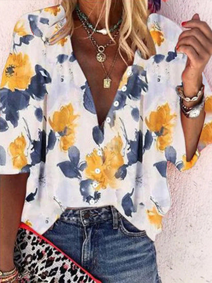 Floral Print Long Sleeve Shirt Comfortable Casual Style