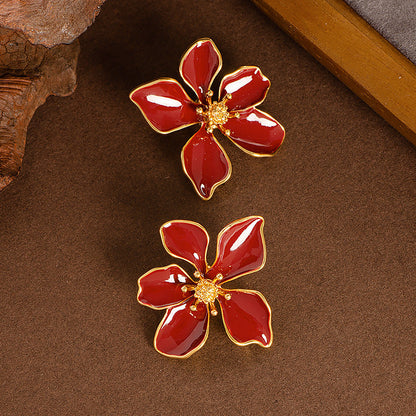 Floral Drop Earrings For Women Silver Studs Elegant Design