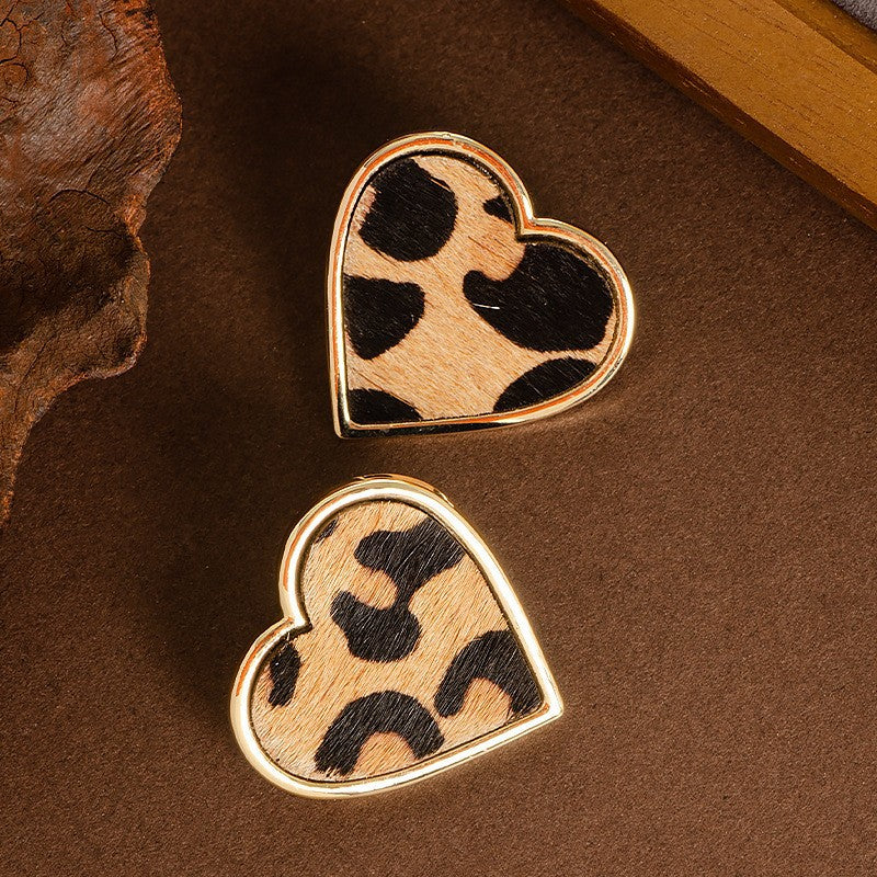 Natural Horse Hair Leopard Print Earrings Luxury Fashion Accessories