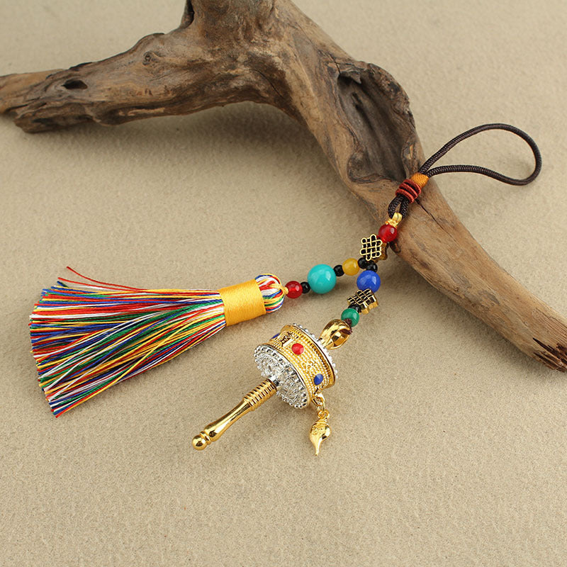 Tibetan Six-Character Motto, Prayer Cylinder, Car Pendant, Wheel Turning, Charm, Car Interior Mirror, Men'S And Women'S Hanging Ornaments
