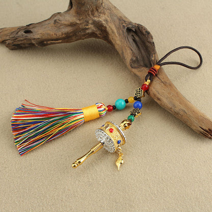 Tibetan Six-Character Motto, Prayer Cylinder, Car Pendant, Wheel Turning, Charm, Car Interior Mirror, Men'S And Women'S Hanging Ornaments