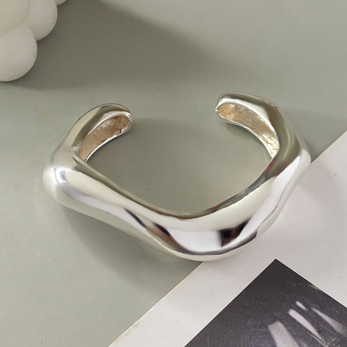 Vintage Irregular Pleated Metal Bracelet Set