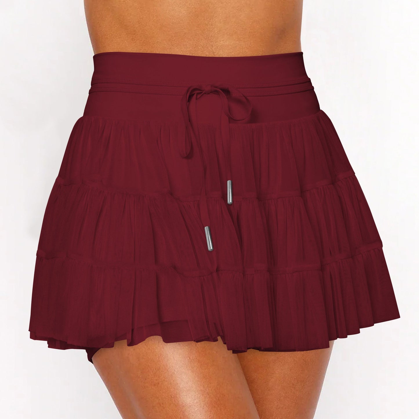 Soft Color-Block Lace-Up Skirt Pants for Women