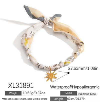 Stainless Steel Scarf Necklace with Fruit and Animal Pendants