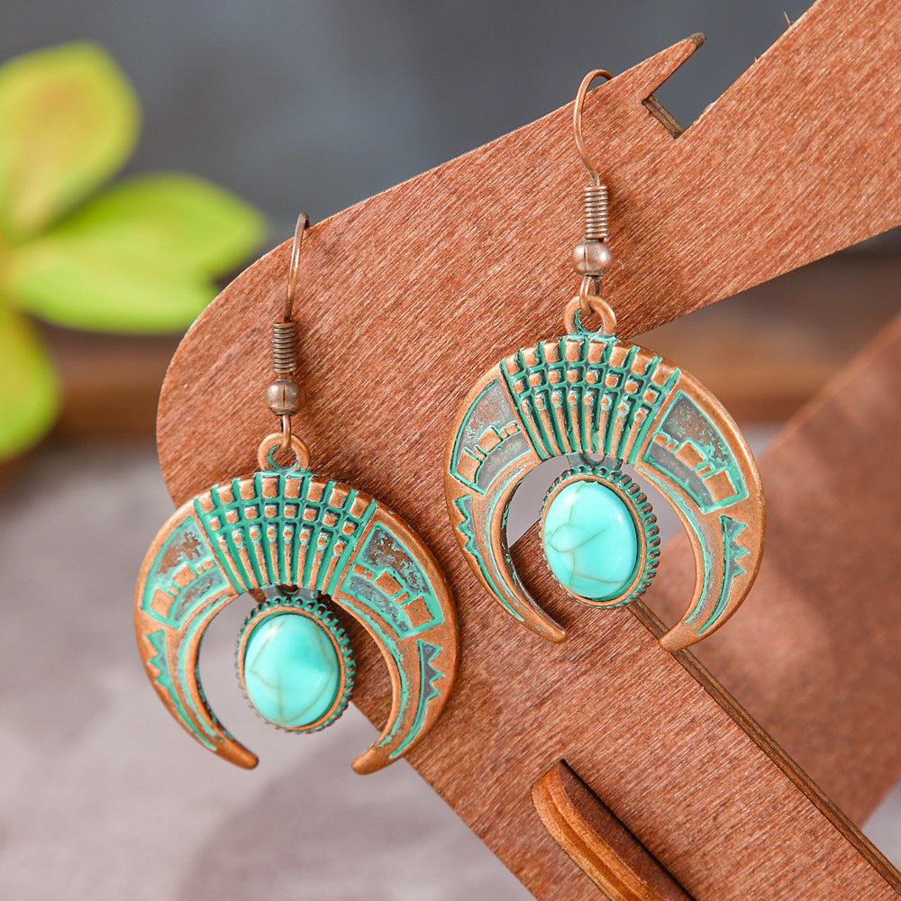 Trendy Geometric Alloy Earrings Set Vintage Bohemian Style