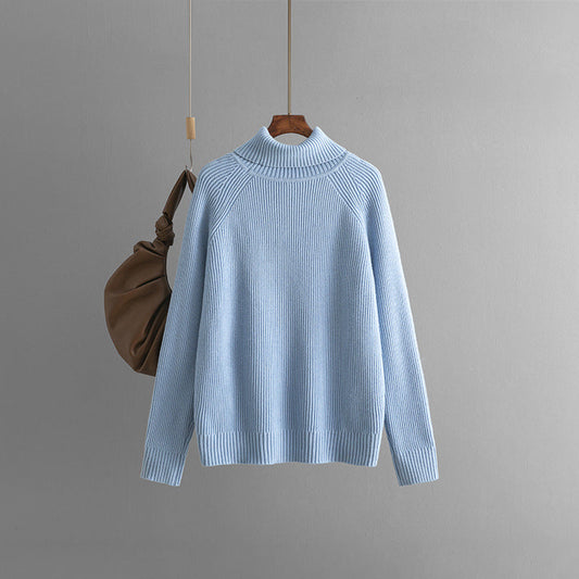 Solid Color Turtleneck Thicken Knit Sweater
