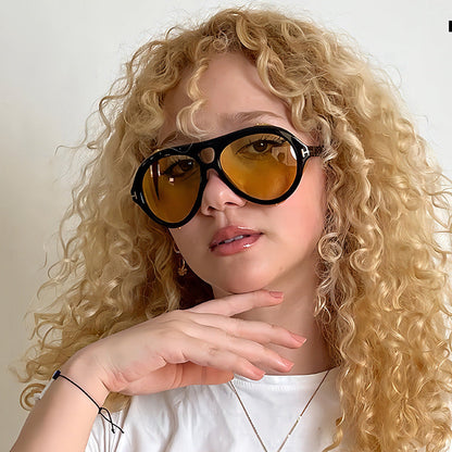 Trendy Double-Bridge UV400 Sunglasses Oversized Retro Style