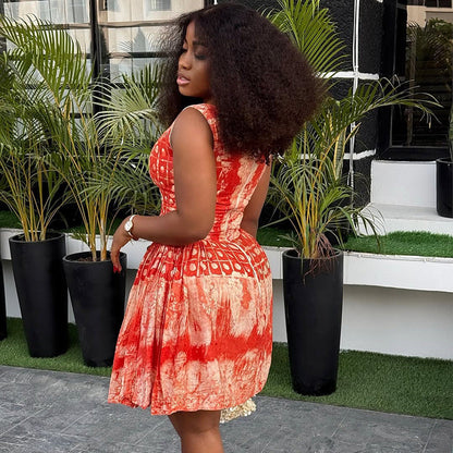 Trendy Casual Color Block A-Line Dress With Sleeveless Design