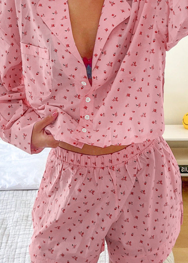 Floral Cotton Pajama Set Relaxed Fit Two Piece