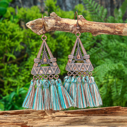 Bohemian Geometric Tassel Earrings Exotic Vacation Jewelry
