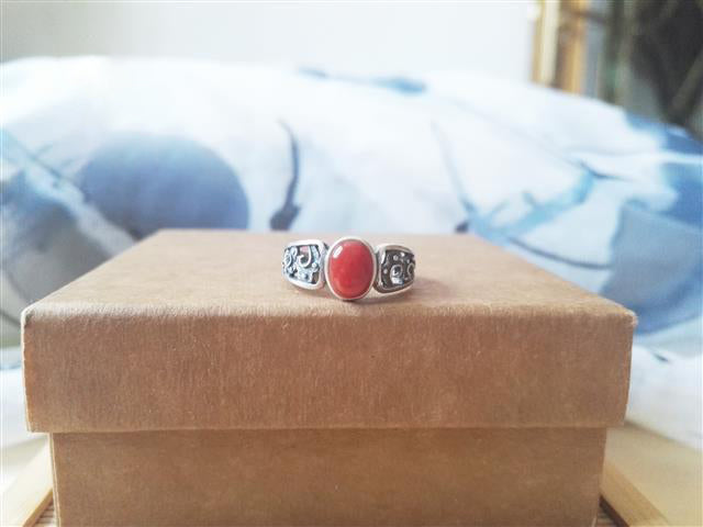 S925 Silver Plated Hollow Pattern Agate Ring With Imperial Ancient Style, National Style, Retro Style Ring
