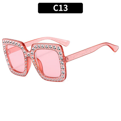 Colorful Bling Square Sunglasses Retro UV400 Protection